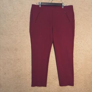 Chicos Juliet Ankle Pants Womens Sz 2P US 12P Berry Ponte Knit Slim Fit Pull On